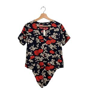 NWT Madewell Hillside Daisies Floral Black Blouse Size XXS